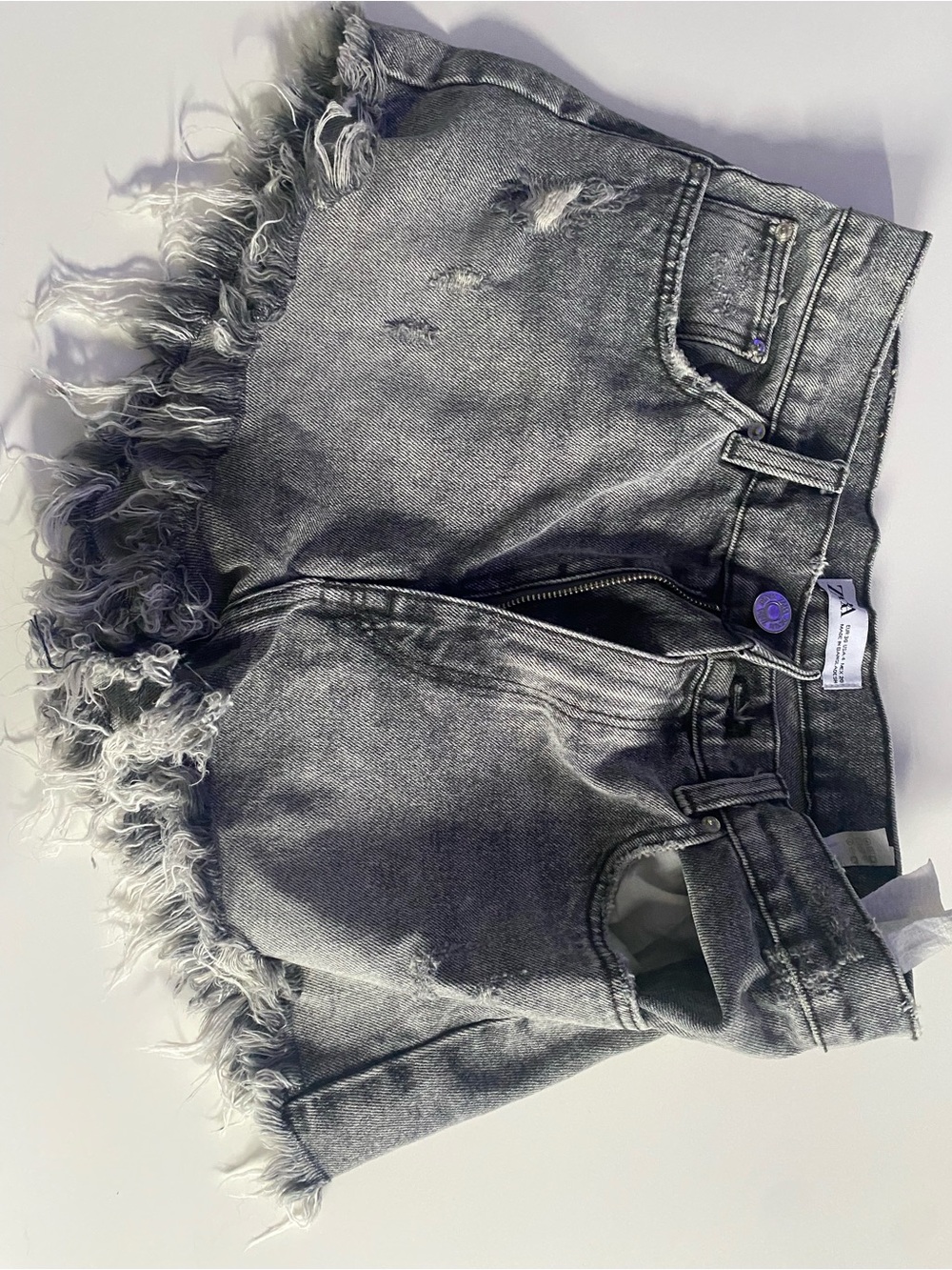 Zara Black-Grey Washed Denim Shorts